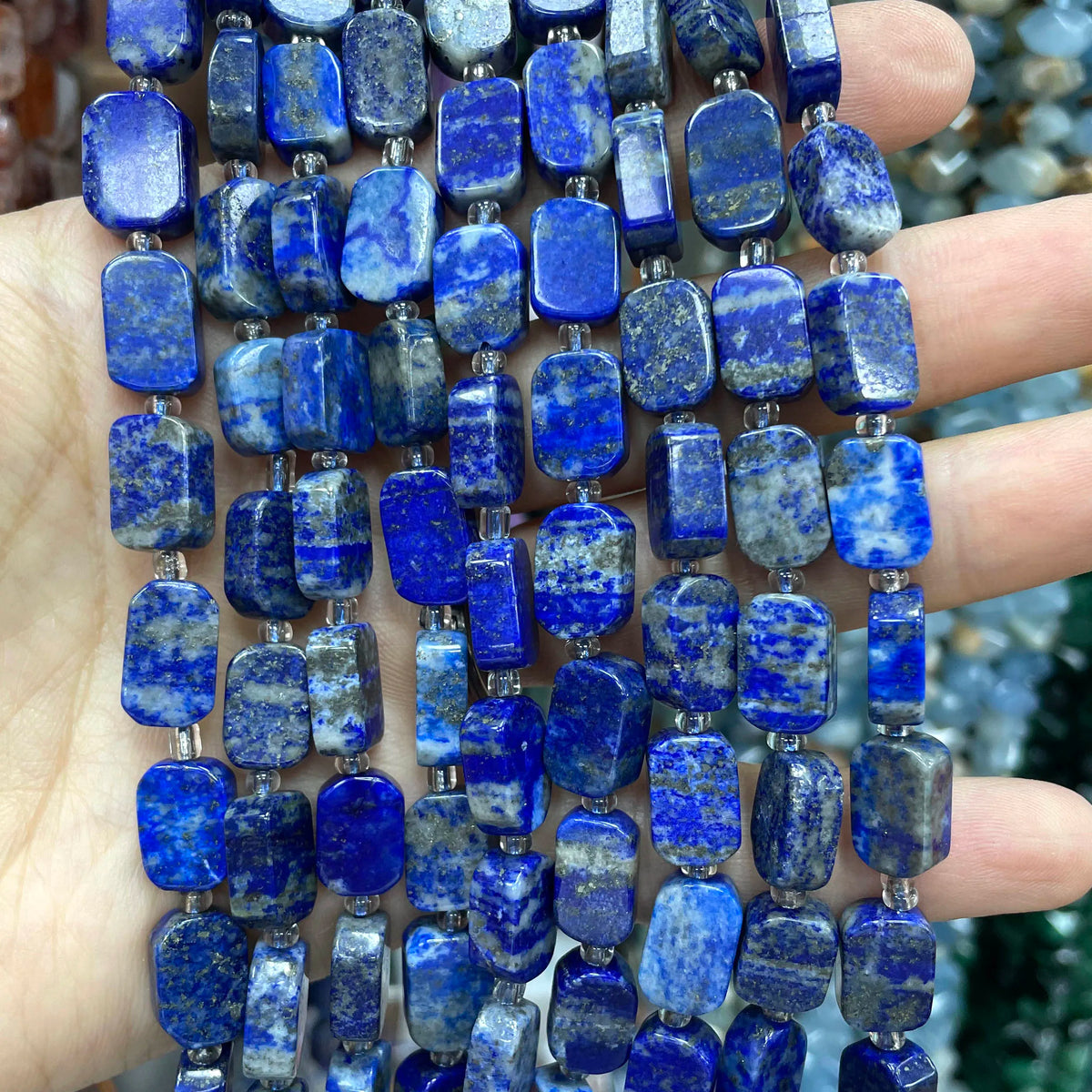 Natural Stone Flat Rectangle Amethyst Lapis Lazuli Quartz Apatite Spacer Beads For Jewelry Making Diy Bracelet Accessorie 8*12MM