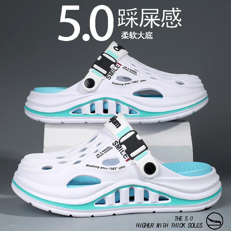 2026 New Men's Holes oes Summer Thi Bot Anti-Slip Driving Beach Slippers Spor Casual EVA Injection Moulding Footwear