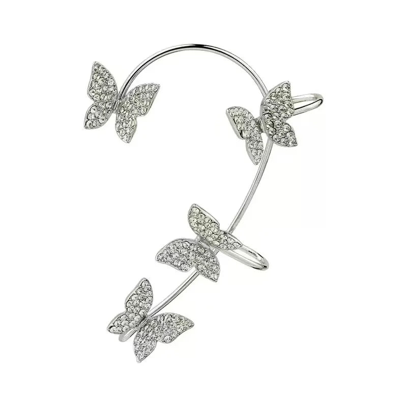 2PCS Fashionable and Exquisite Butterfly Ear Clip, Non Perforated Women's Shiny Earrings, Wedding Party Jewelry Gifts