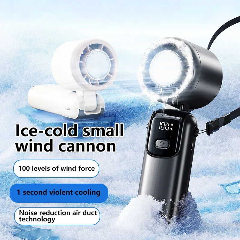 Lenovo Foldable/Hangable USB Desk Fan Ice Cooling Handheld Fan 100 Speeds Turbo Portable for Outdoor Fast Chill Ice Compress New