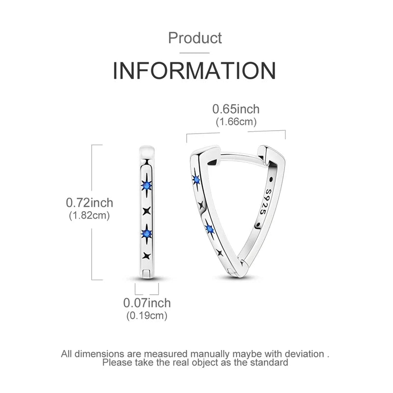 925 Sterling Silver Hoop Earring For Woman Night Sky Blue Purple Gemstone Original Earrings Fashion Jewelry Gift