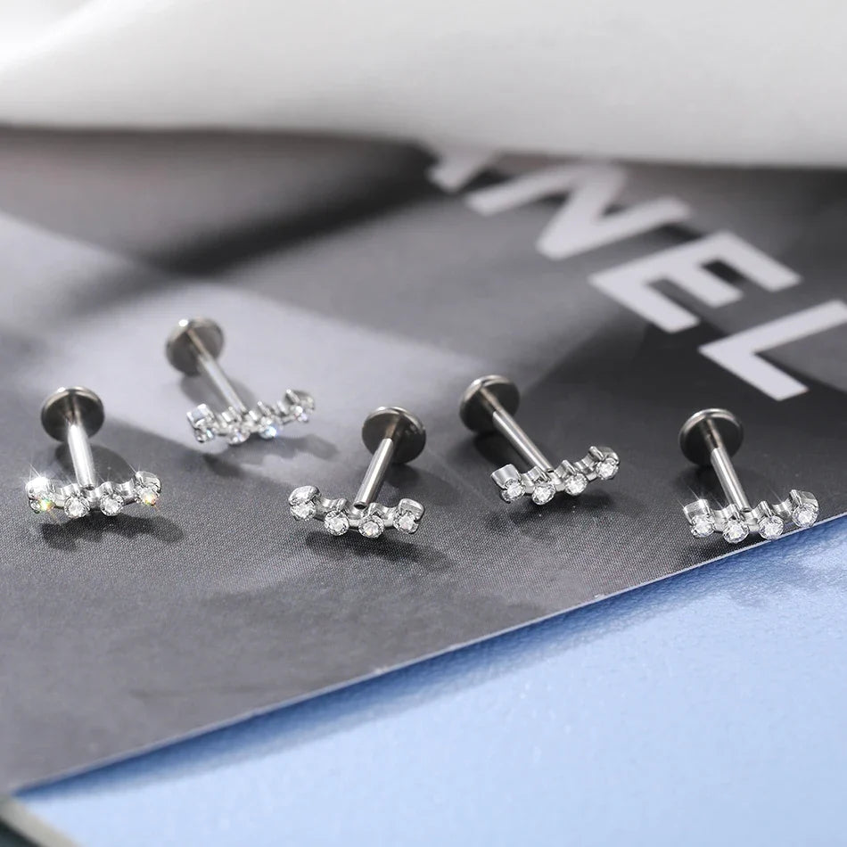 1Pc G23 Titanium Cartilage Stud Earrings for Women Lip Stud Labret Piercing Helix Daith Piercing Body Jewelry