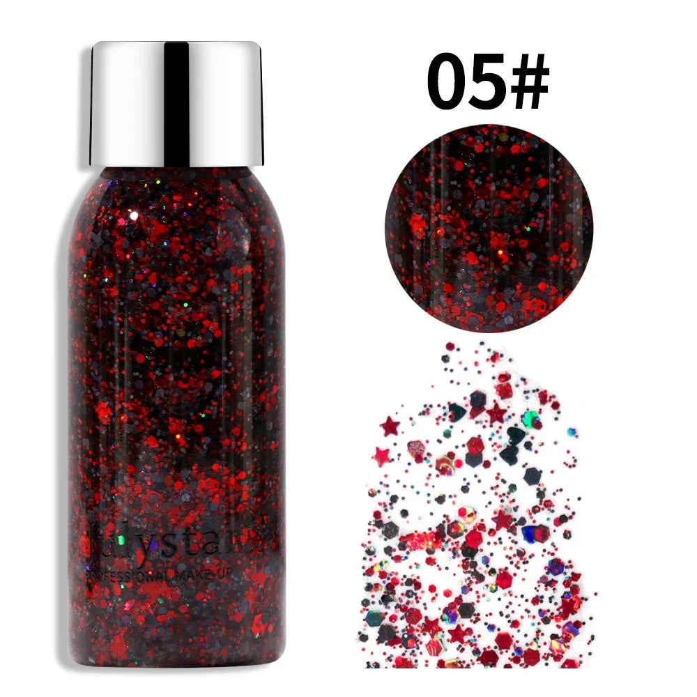 Glitter Eye Shadow Liquid Face Body Sequins Gel Long-Lasting Liquid Face Shimmer Multicolor For Party Music Festival Makeup 30ML