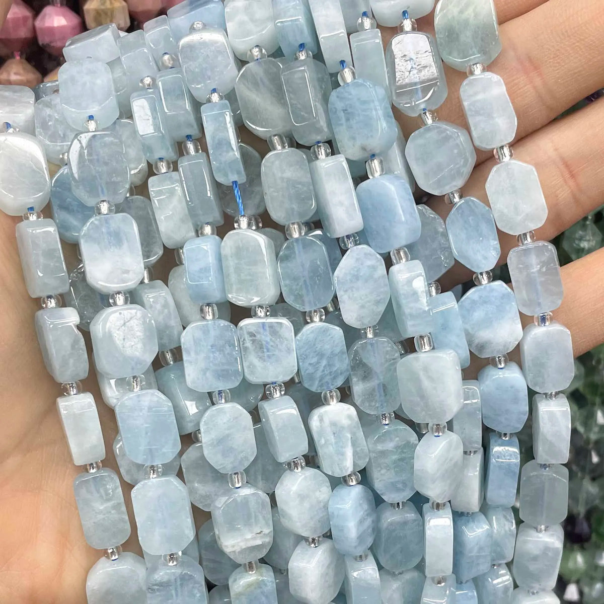 Natural Stone Flat Rectangle Amethyst Lapis Lazuli Quartz Apatite Spacer Beads For Jewelry Making Diy Bracelet Accessorie 8*12MM