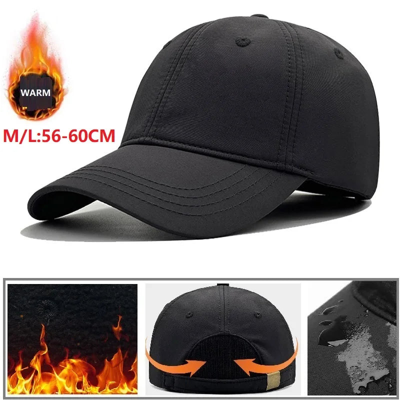 Waterproof Windproof Winter Warm Knit Beanie Fishing Hat Cap, Slouchy Soft Black Headwear Great for Winter Ski Walking Running