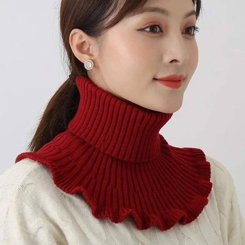 Warm Knitted Fake Collar Women Thicken Turtleneck Ruffles False Collars Detachable Neck Guard Winter Windproof Fake Collar