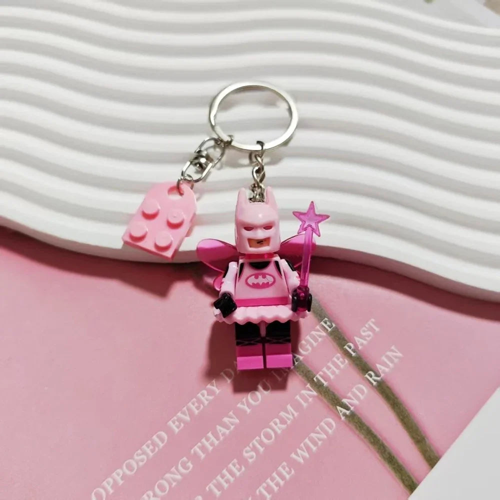 Beautiful Handmade 3D Fairy Star Pink Black Bat Keychain Y2k Heart Block Key Ring Backpack Pendant Couple Keychain Gifts