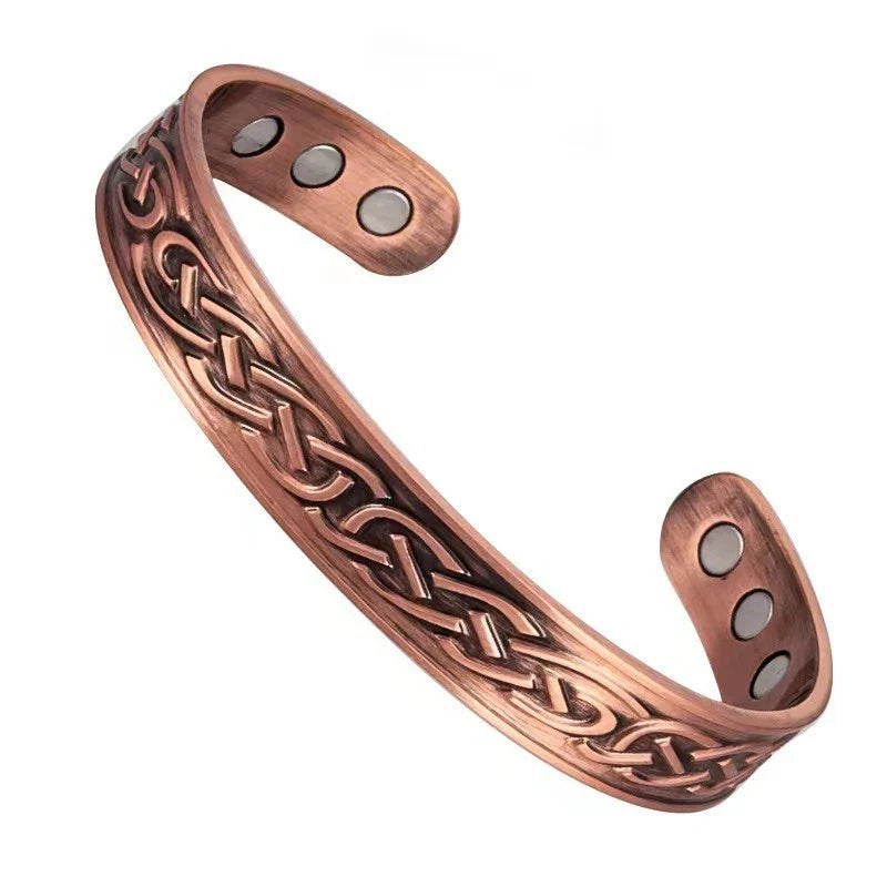 European and American Retro Water Ripple Magnetic Antique Red Copper Popular Opening Adjustable Magnet Energy Bracelet