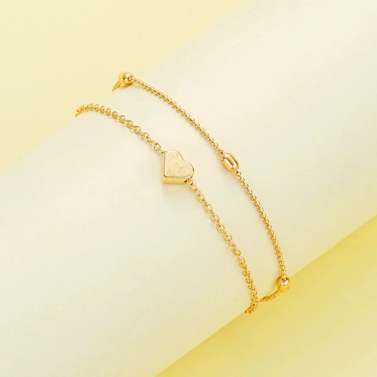 Fashion Imitation Pearl Heart Jewelry Set For Women Gold Silver Color Round Beads Necklace Bracelet Set Daily Wear Accessories