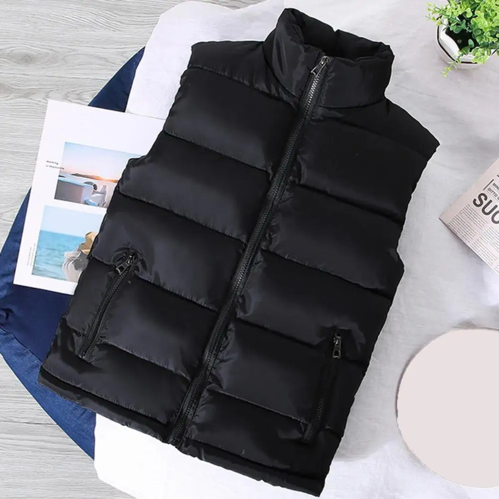 Men Vest Jacket Men Slim Fit Stand Collar Sleeveless Puffer Jackets Winter Casual Waistcoat Men Warm Coat Cold Weather Outerwear
