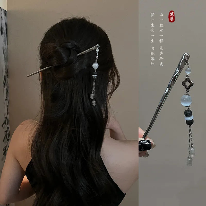 Ancient Chinese Style Elegant Butterfly Tassel Hair Stick for Women Girls Classical Hairpin Chinese Hair Accessories Jewelry