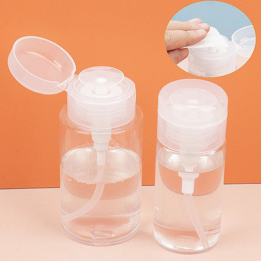 1 Pcs Refillable Bottles Push-type Bottling Empty Pump Dispenser Bottle for Nail Polish and Makeup Remover Bottle Packaging
