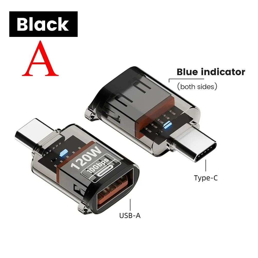 120W Fast Charging USB 3.2 To Type C Adapter OTG 10GB High Speed Data Audio Transfer for PC Tablet Xiaomi Huawei USB C Converter