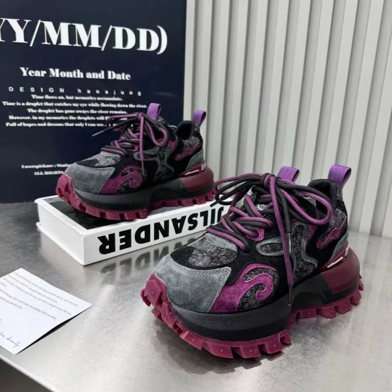 2026 Spring New Breathable and Versatile Fashionable Thick Bottom Anti Slip Casual Lightweight Forrest Dad Shoes for Women