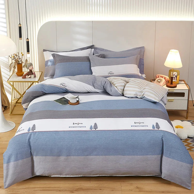 3PC 100% Cotton Duvet Cover Set Printing Bedding Set Cotton Soft Skin Friendly 1 Quilt Cover 2 Pillowcase