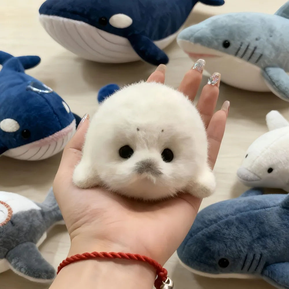 Fashion Accessory White Little Seal Blue Devil RayKeychain Marine Life Car Key Accessories Animal Doll Seal Toy Pendant