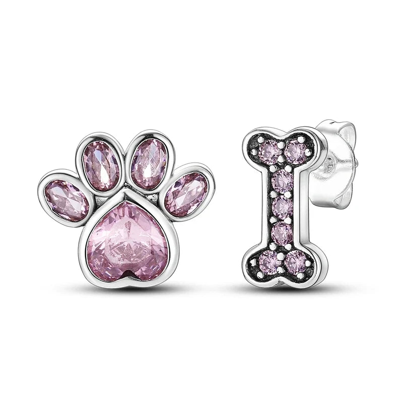 Original 925 Sterling Silver Colorful Cute Animal Pet Stud Earrings For Women Collocation For Girlfriend Birthday Gift