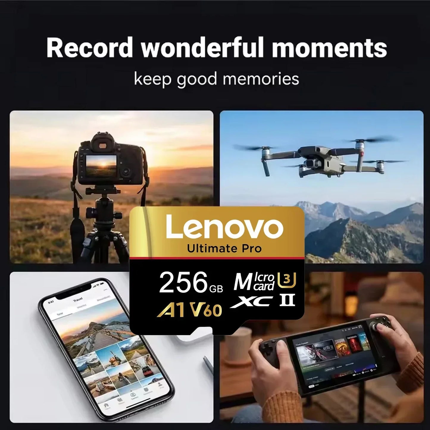 Lenovo 1TB Memory Card Stable Performance for Camera Surveillance Devices High Speed Micro TF SD Memory Card 512GB 256GB 128GB
