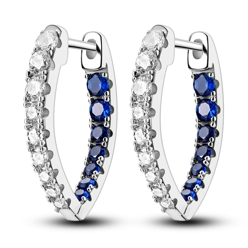 Genuine 925 Sterling Silver Love Feather Earrings Fit Original Charms Hoop For Women Girls Stud Earring Fine Jewelry Gifts