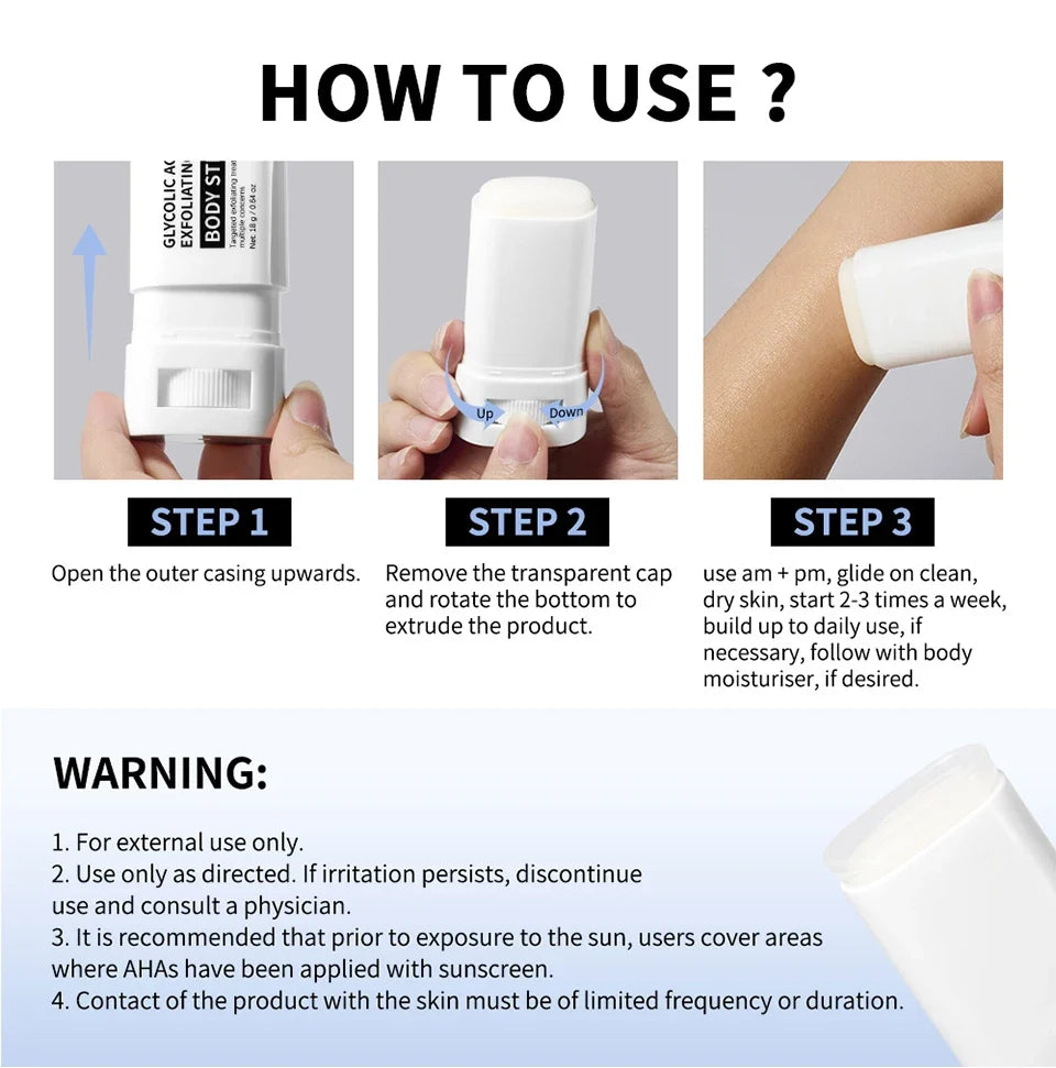 Glycolic Acid Exfoliating Body Stick Multiple Concerns Delivers Deep Effective Exfoliation Nourishing Moisture Deep Hydration