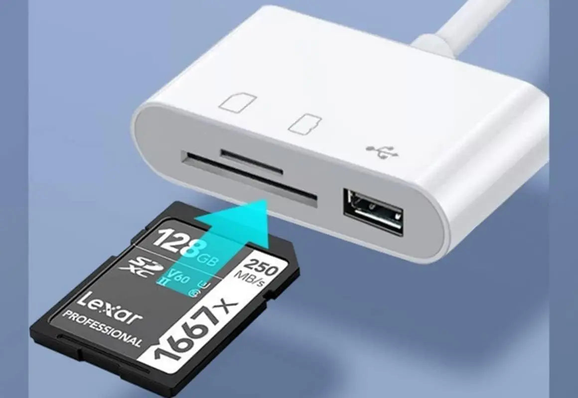 USB C SD Card Reader, USB C to Micro SD TF Memory Card Reader, 3-in-1 USB Camera Card Reader Adapter