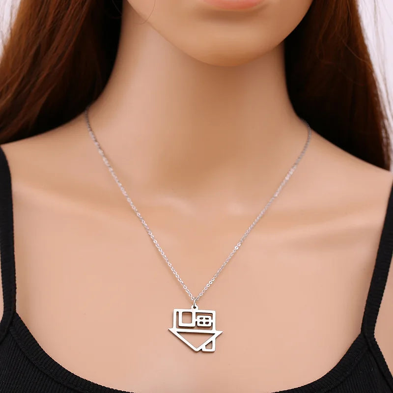 Hip Hop Rock Style Hollow House Pendant Necklace Punk Creative Trend Men Sweater Chain Fashion Clothing Jewelry Accessories Gift