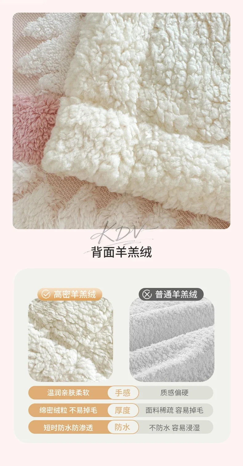 Geometric Patterned Jacquard Fleece Blanket Double Layer Thick Warm Taffeta Sofa Throw Blanket Spring Autumn Plush Bed Blanket