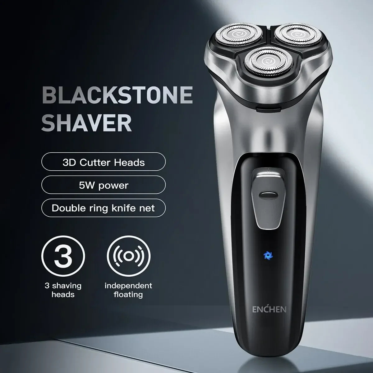 Blackstone USB Rechargeable Rotary Shaver for Men 3D Floating Blade Washable Beard Shaving Machine Electrical Facial Hair Trimme
