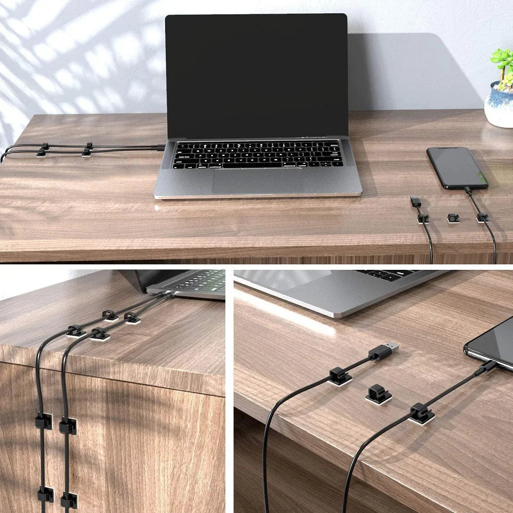 50Pcs Self-Adhesive Cable Clip Wire Protector Fixer Holder Desktop Tidy Management Wire Organizer For Mouse Headset Wire Storage