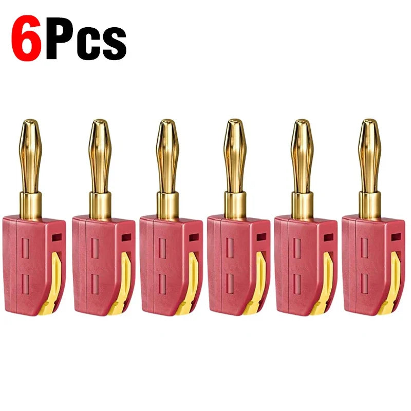 1-6PCS Portable 32A 4mm Banana Plug Solderless Quick Connect High Current Gold-Plated Connectors Audio Copper Speakers Amplifier