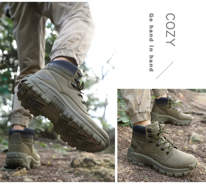 New Men's Boots Fashion Outdoor Boots Breathable Hiking Boots Autumn Shoes Sneakers Lightweight Non-slip Men Desert Ankle Boots
