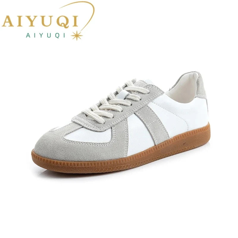 AIYUQI Women's Sneakers 2026 New Genuine Leather Ladies Moral Training Shoes Casual Spring Flat Shoes Women