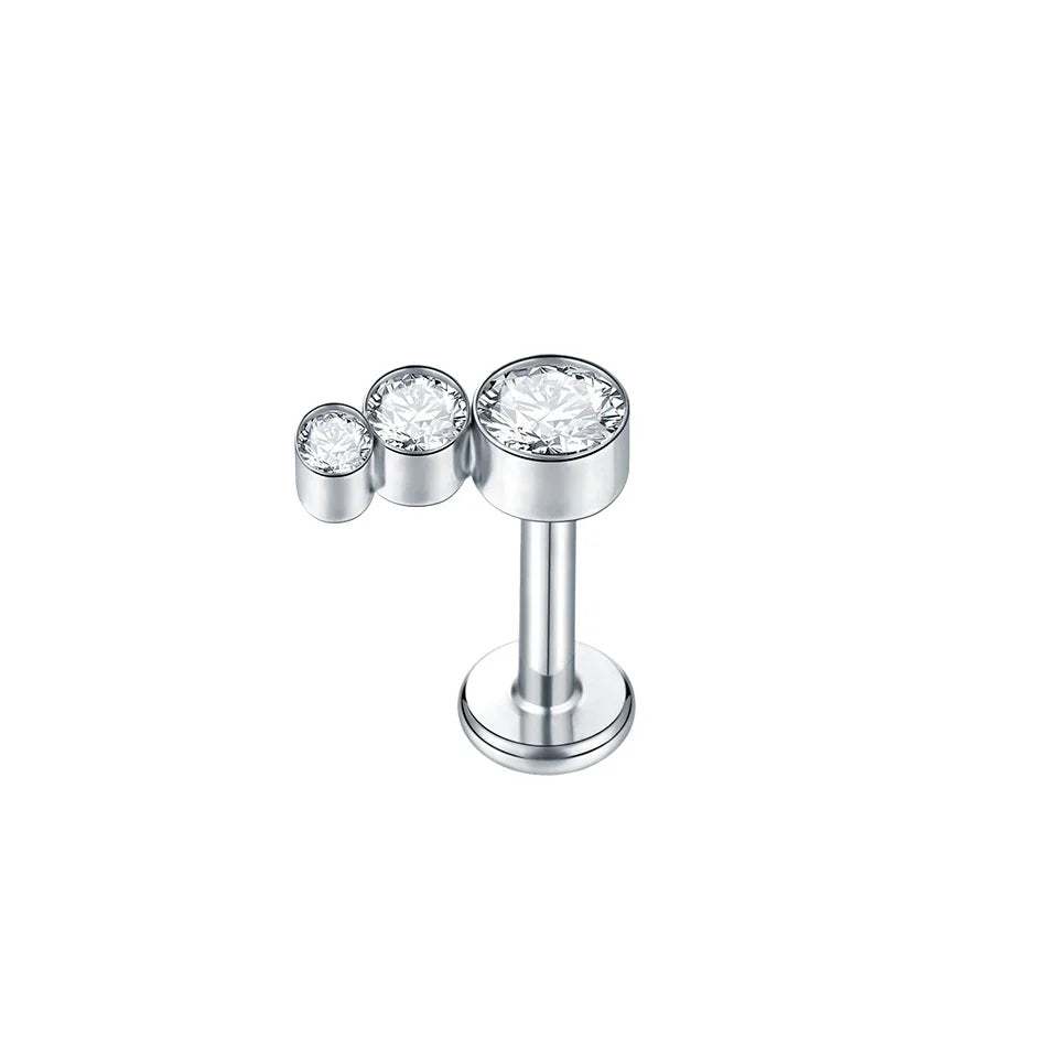 1Pc G23 Titanium Cartilage Stud Earrings for Women Lip Stud Labret Piercing Helix Daith Piercing Body Jewelry