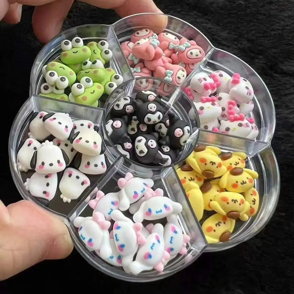 120PCS Box Mixed Hello Kitty 3D Nail Charms Cute Cartoon Resin Ornaments Kawaii DIY Nail Art Manicure Decor Accessories