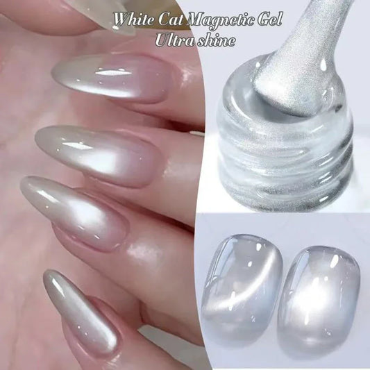 1-9pcs TC Flow Light White Cat Eye Gel Nail Polish Ultra Shine Soak Off UV Gel Mirror Glass Cat Magnet Gel Varnish Nail Supplies