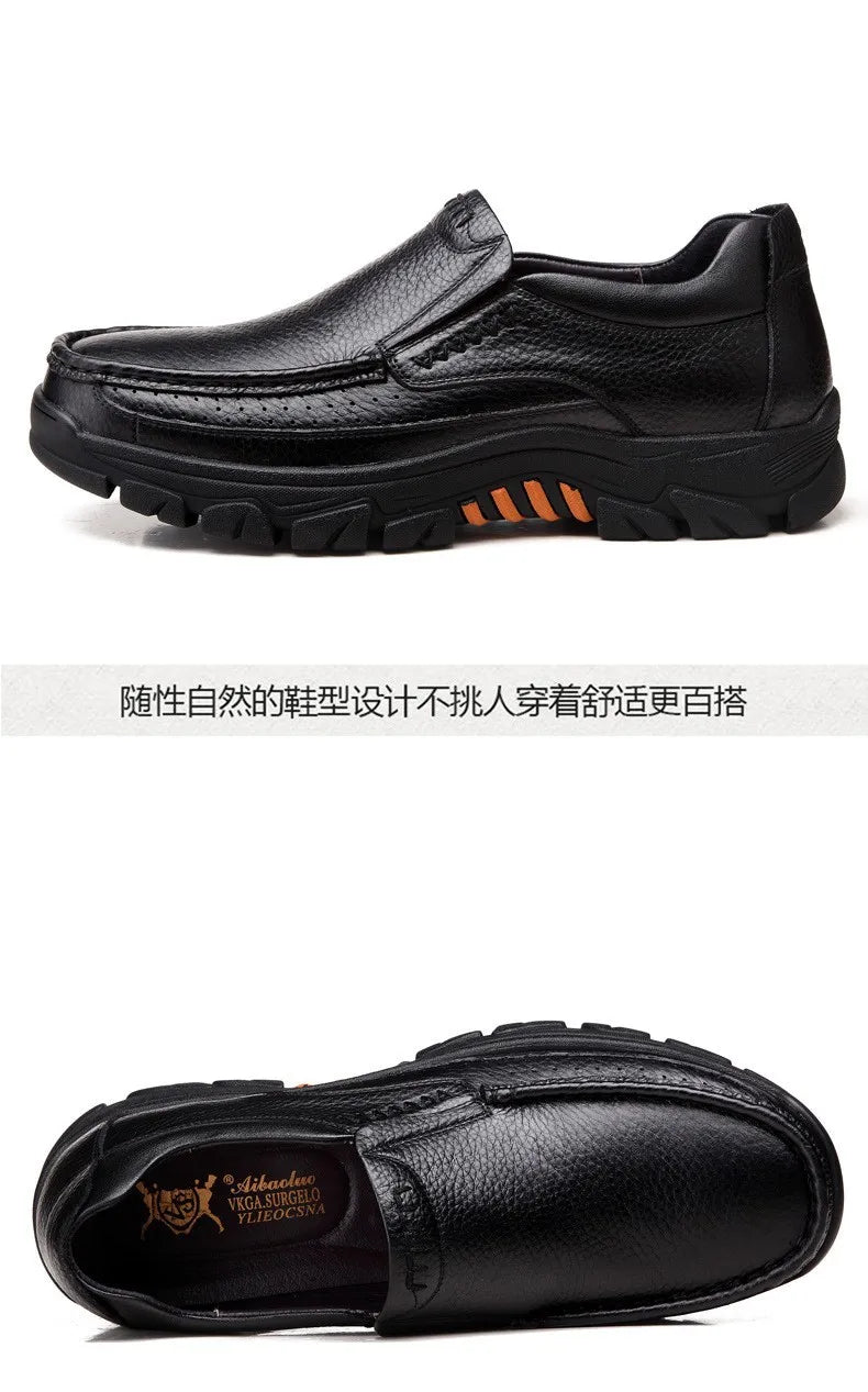 Autumn Genuine Leather Men's Casual Business Leather Shoes Lightweight Breathable Anti Slip Casual Leather Shoes Men Shoes