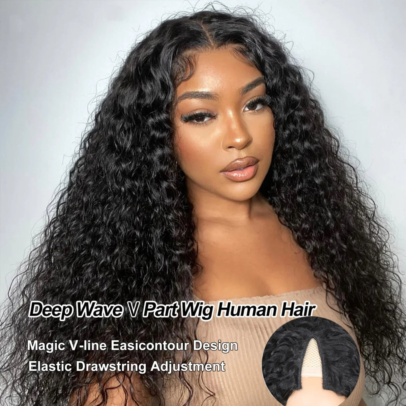 210 Density V Part Wig Human Hair Curly Upgrade U Part Wig Glueless V Shape Wig Brazilian Virgin Human Hair Wig Black Color