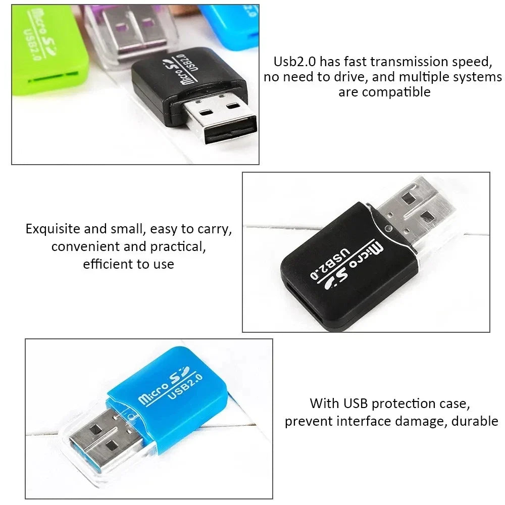 NNBILI USB micro-SD/TF Card Reader USB 2.0 Mini Mobile Phone Memory Card Reader High Speed USB Adapter For Laptop Computer