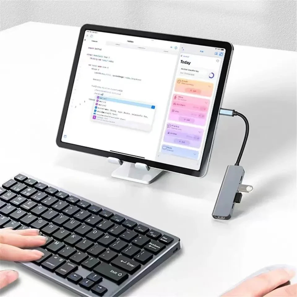 5-in-1 Type-C Hub & USB-C Dock - Multi-Function Adapter for Phone, PC, and Mac