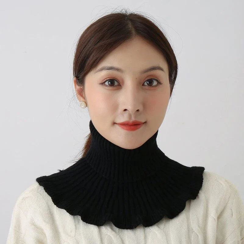 Warm Knitted Fake Collar Women Thicken Turtleneck Ruffles False Collars Detachable Neck Guard Winter Windproof Fake Collar
