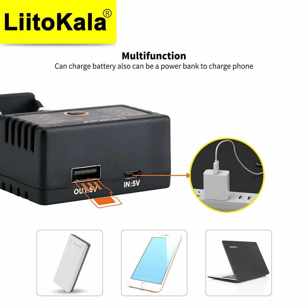 LiitoKala Lii-202 18650 Charger 1.2V/3.7V/3.2V/3.85V 21700 20700 2665014500 16340 NiMH li-ion battery Smart charger