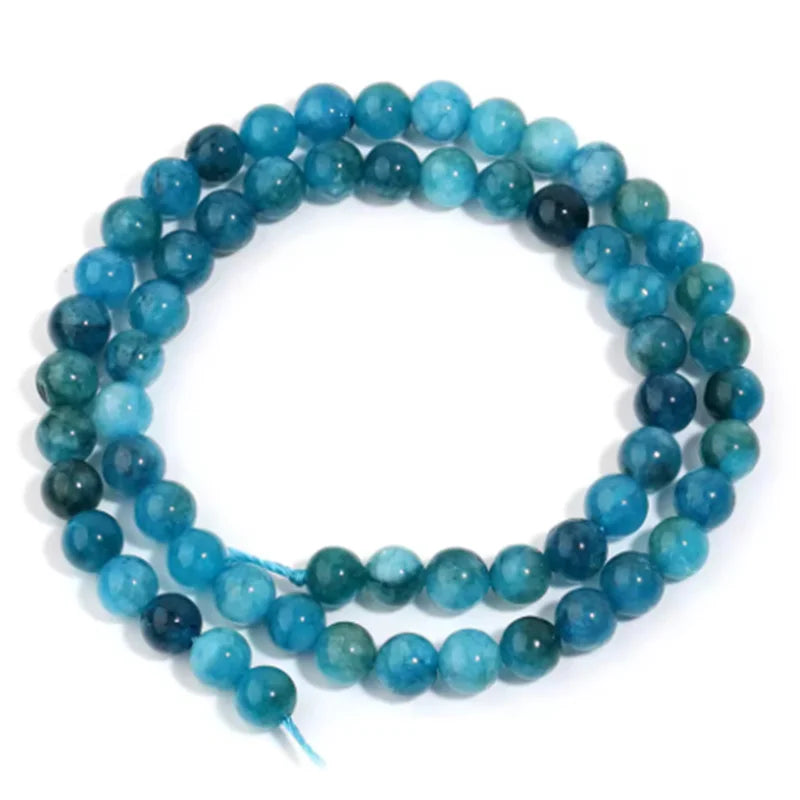1 Strand Natural Blue Apatite Stone Beads 4/6/8/10mm Round Gem Bead for DIY Bracelet Charms Jewelry Making Beaded Wholesale