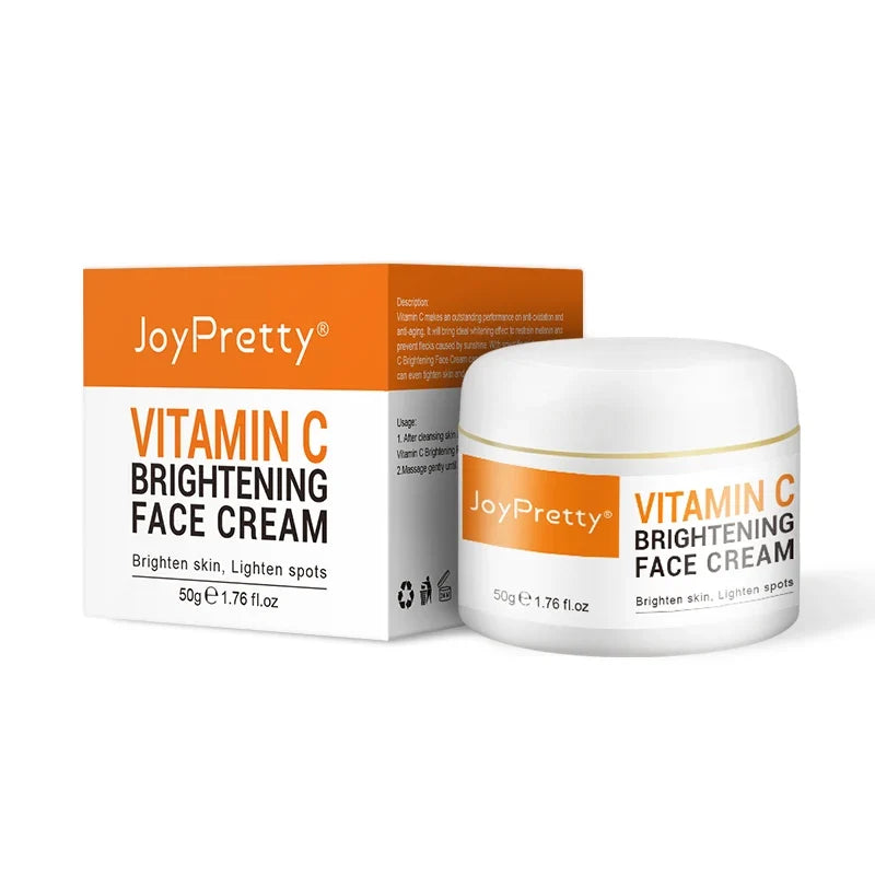 JoyPretty Vitamin C Face Cream Whitening Hyaluronic Acid Moisturizing Dark Spot Remover Brightening Facial Cream Skin Care 50g