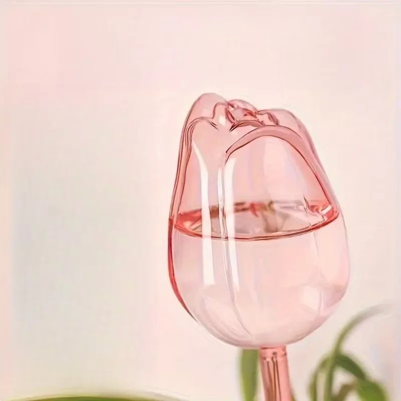 Pink tulip plant watering balls, suitable for indoor and outdoor plants, automatic plant drippers, and automatic watering