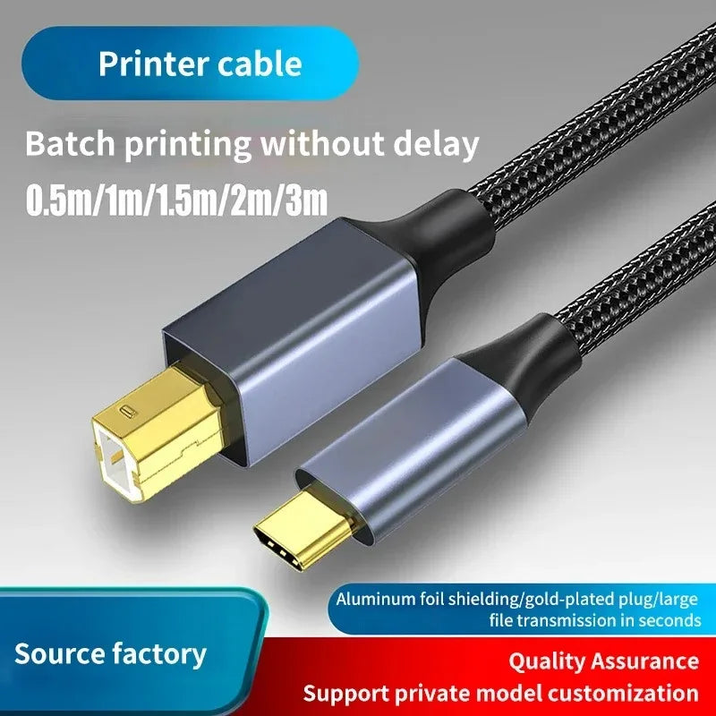 USB C to USB B 2.0 Printer Cable Electronic Organ Cable Type C USB B for Computer Laptop Phone to Fax Machine Scanner Universal
