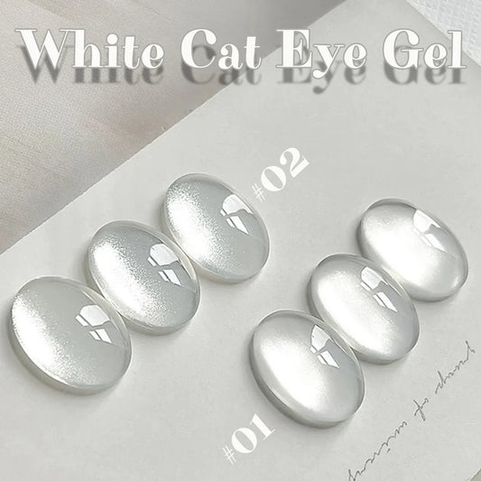 1-12pcs WS Hot Style Non-gray Universal White Cat Eye Gel Nail Polish Super Flash White Glass Bead Nail Art Nail Suppies