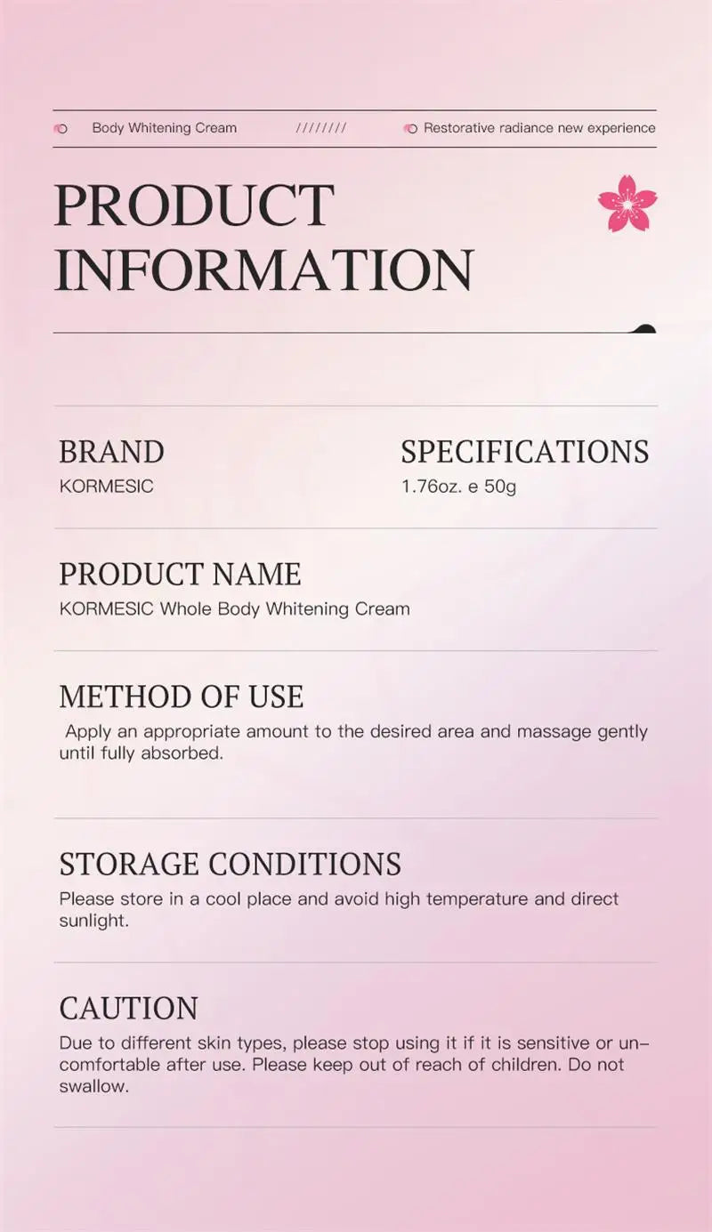 Glutathione Niacinamide Body Lotion Skin Brightening Hydrate Revitalize Even Skin Tone Whitening Face Bleaching Lightening Care