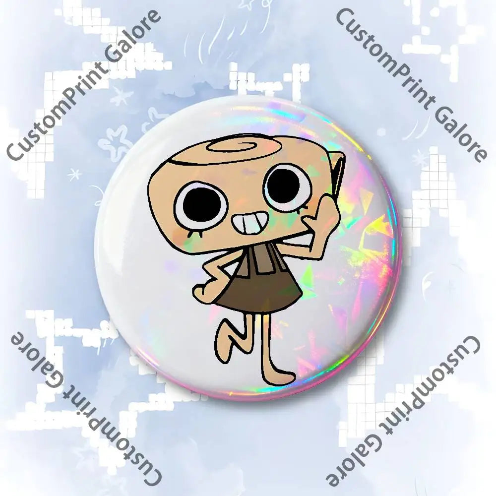 Cute Funny S-Shelly W-Wold Customizable Badge Tinplate Brooch Laser Film Lapel Pin for Decoration Party Small Gifts