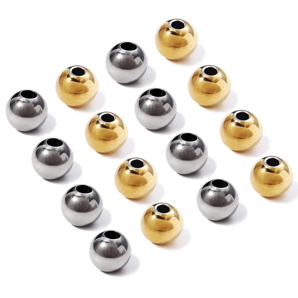 2-10mm High Quality Stainless Steel Beads for Jewelry Making Loose Spacer Beads DIY Bracelet Necklace Bracelets Wholesale