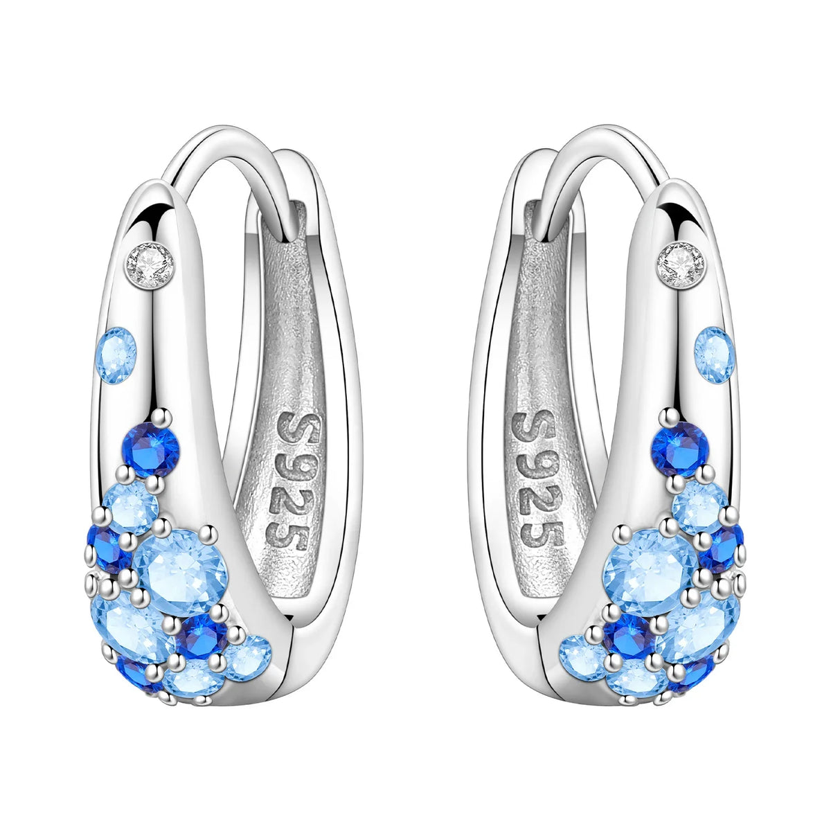 PANPOKI S925 Sterling Silver Purple Zircon Series Earrings Hoop Earrings For Women Jewelry Original Party Trendy Gifts